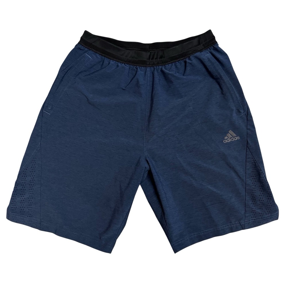 Adidas Shorts Mens Size Medium Axis Heathered 3-Stripes 2.0 Navy Blue Drawstring